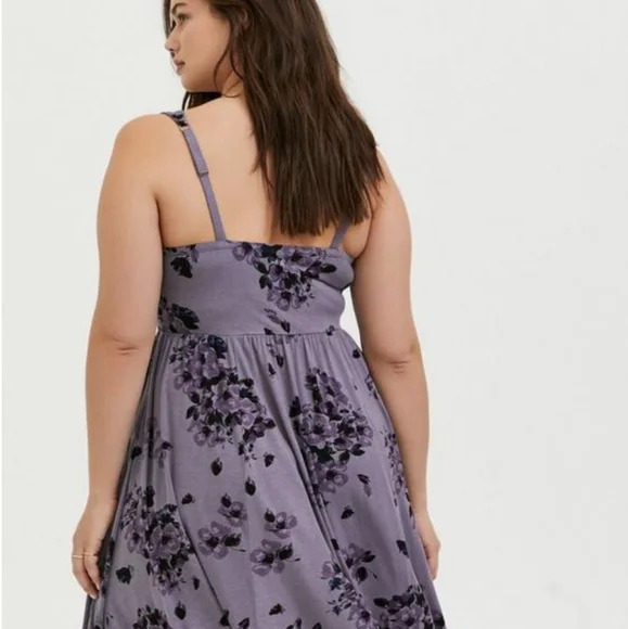 NWOT Purple Floral TORRID Super soft Strappy DRESS - Picture 3 of 5